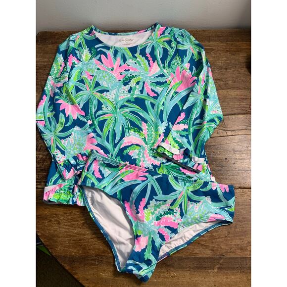 Lilly Pulitzer GIRLS Margo UPF 50+Rashguard Swim Set Sweet Escape‎ - Picture 1 of 3
